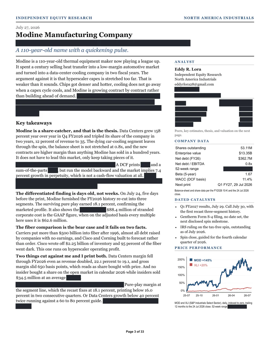 Page three of the Modine note, the key takeaways.
