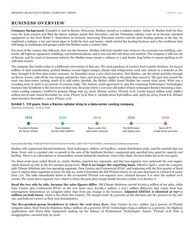 Page seven, the business overview and Exhibit 1